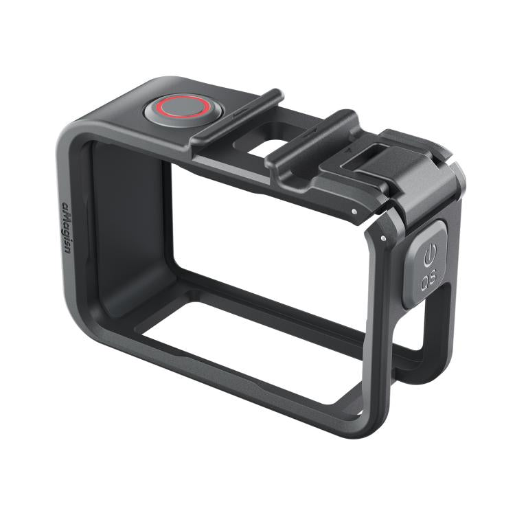 aMagisn PC Material Camera Cage for DJI Action 5 Pro / 4 / 3 with Quick Release Vertical/Horizontal Shoot Support, Cold Shoe Mount & 1/4-inch Thread - Black