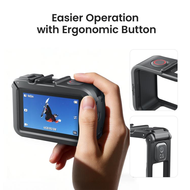 aMagisn PC Material Camera Cage for DJI Action 5 Pro / 4 / 3 with Quick Release Vertical/Horizontal Shoot Support, Cold Shoe Mount & 1/4-inch Thread - Black
