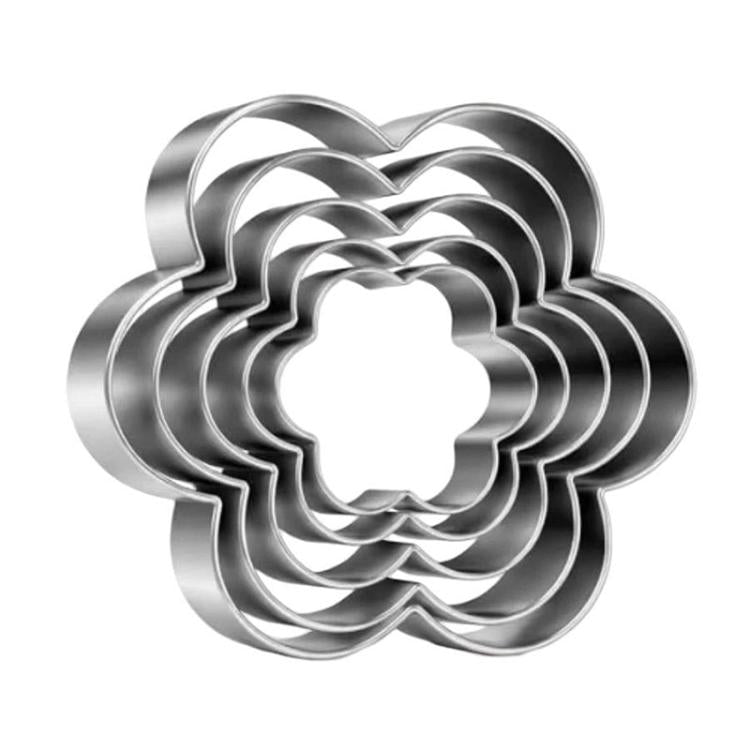 LsCook 5-Piece Set Flower Shaped 430 Stainless Steel Cookie Cutter Cookie Cake Mold