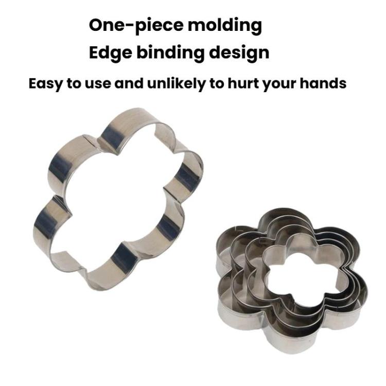 LsCook 5-Piece Set Flower Shaped 430 Stainless Steel Cookie Cutter Cookie Cake Mold