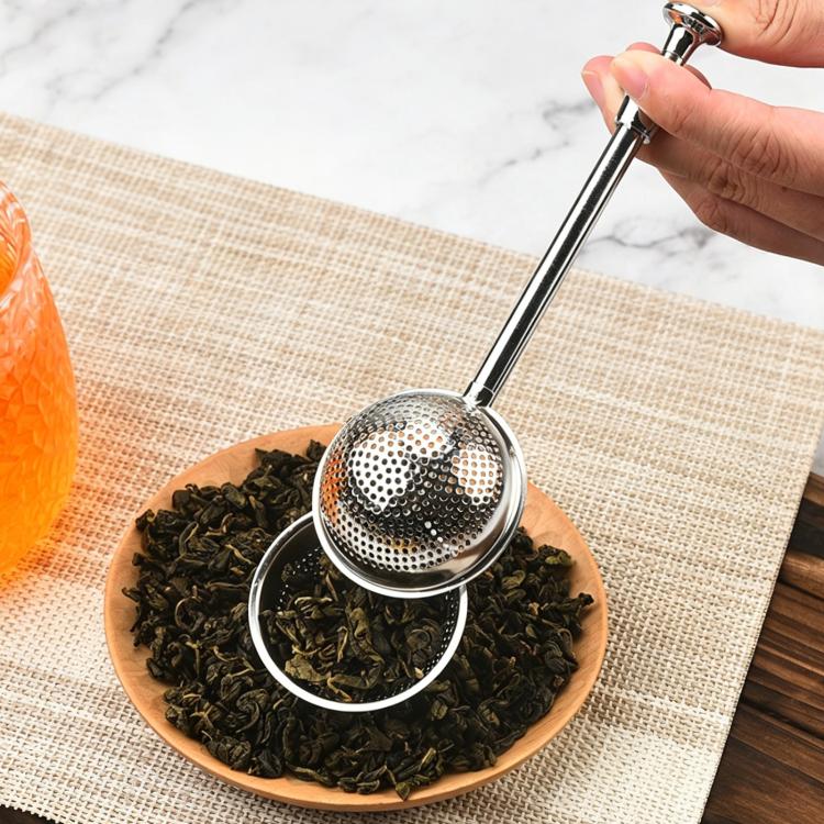 LsCook Full-hole 304 Stainless Steel Tea Strainer Round Telescopic Tea Infuser