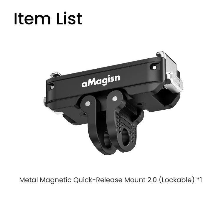 aMagisn Metal Magnetic Quick Release Mount 2.0 Lockable Adapter for DJI Osmo 360/ Action 5 Pro/4/3 - Black