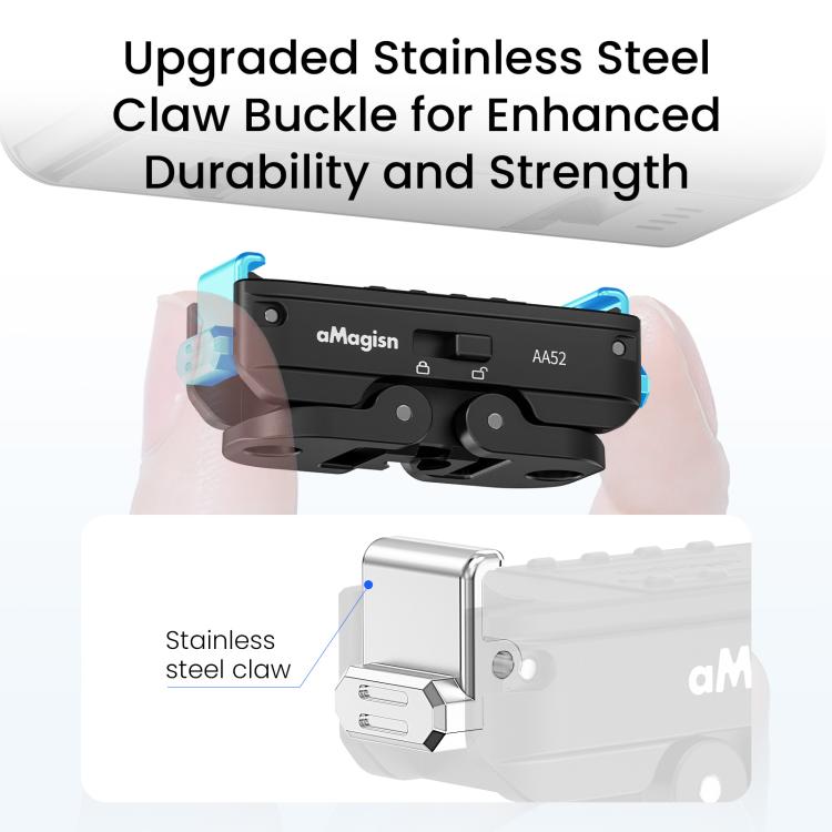 aMagisn Metal Magnetic Quick Release Mount 2.0 Lockable Adapter for DJI Osmo 360/ Action 5 Pro/4/3 - Black