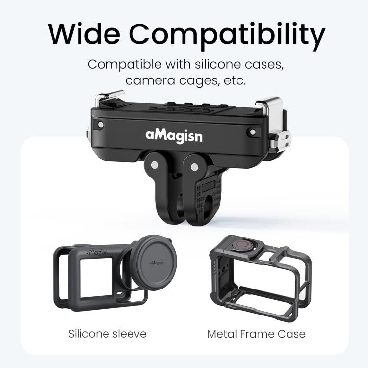 aMagisn Metal Magnetic Quick Release Mount 2.0 Lockable Adapter for DJI Osmo 360/ Action 5 Pro/4/3 - Black