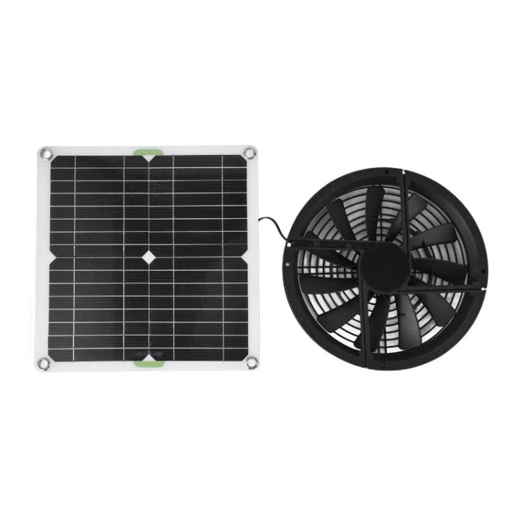 Single Crystal Solar Panel Fan For Greenhouses, Kitchens, Chicken Coops - Black