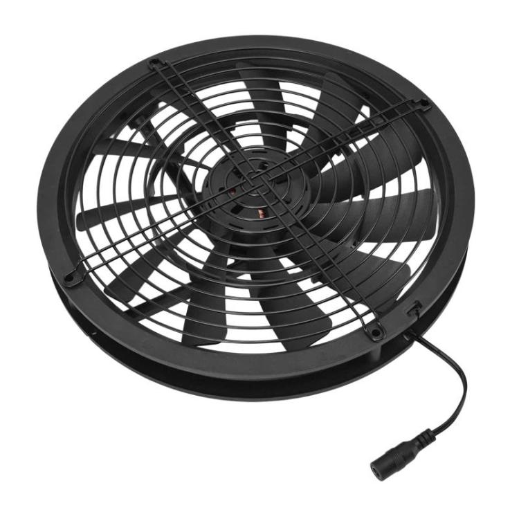 Single Crystal Solar Panel Fan For Greenhouses, Kitchens, Chicken Coops - Black
