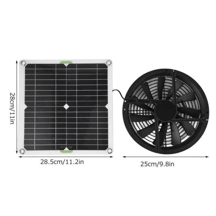 Single Crystal Solar Panel Fan For Greenhouses, Kitchens, Chicken Coops - Black