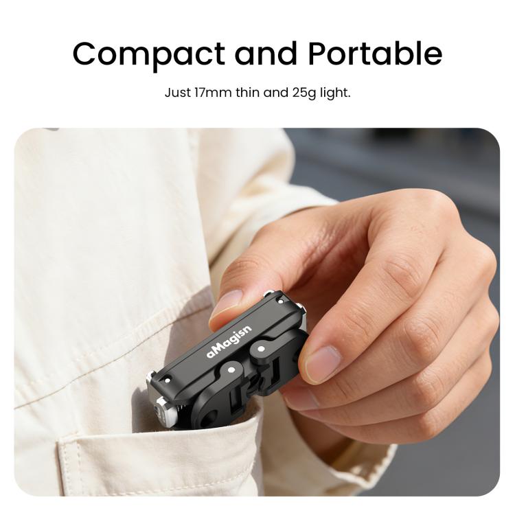 For DJI Osmo Action 6 / Nano aMagisn Metal Magnetic Quick Release Mount 2.0 Lockable Adapter - Black