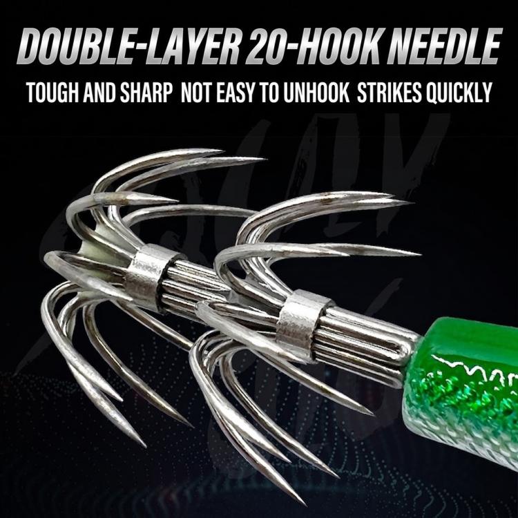 HENGJIA 14pcs /Box Luminous Wood Shrimp Squid Jig Fluorescent Octopus Saltwater Fishing Lure