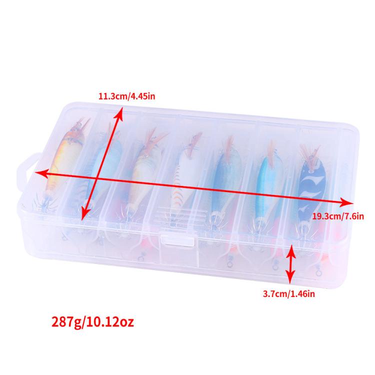 HENGJIA 14pcs /Box Luminous Wood Shrimp Squid Jig Fluorescent Octopus Saltwater Fishing Lure
