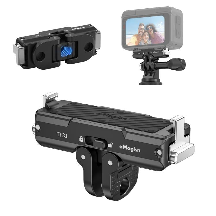 For Insta360 GO Ultra aMagisn Metal Magnetic Quick Release Mount 2.0 Lockable Adapter - Black