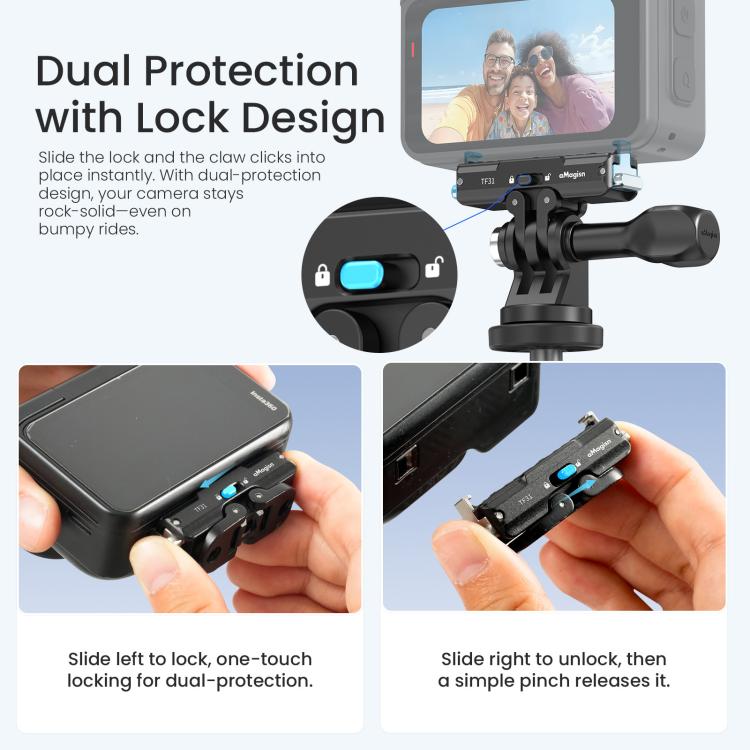 For Insta360 GO Ultra aMagisn Metal Magnetic Quick Release Mount 2.0 Lockable Adapter - Black