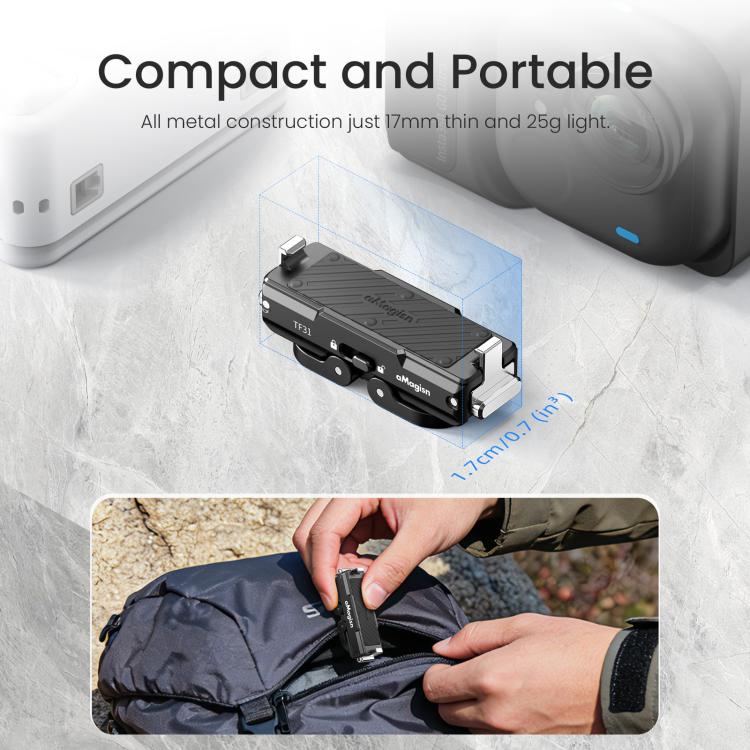 For Insta360 GO Ultra aMagisn Metal Magnetic Quick Release Mount 2.0 Lockable Adapter - Black