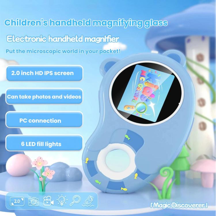 HM020H Portable HD Kids Digital Microscope Electronic Magnifier Science Toy - Blue