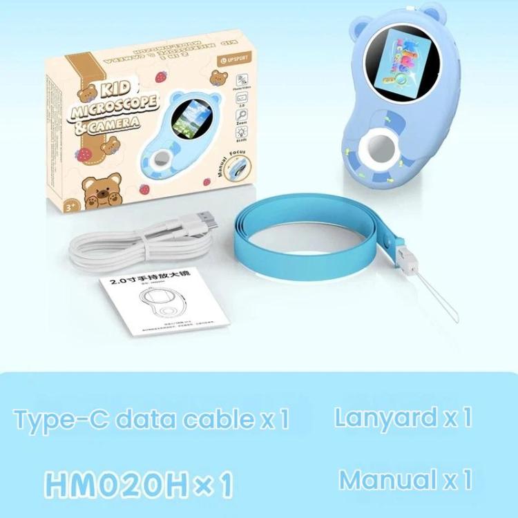 HM020H Portable HD Kids Digital Microscope Electronic Magnifier Science Toy - Blue