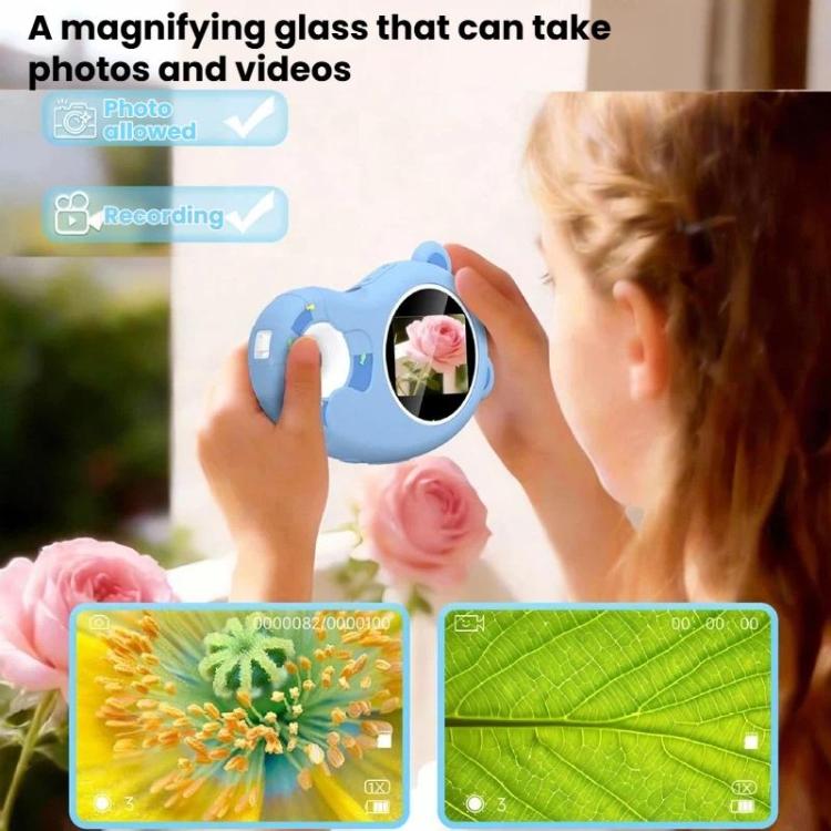 HM020H Portable HD Kids Digital Microscope Electronic Magnifier Science Toy - Blue