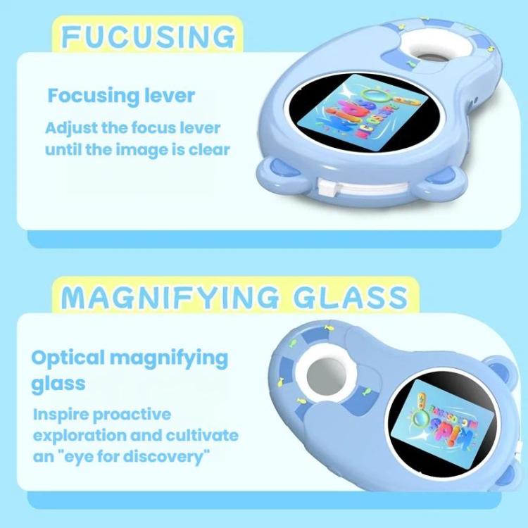 HM020H Portable HD Kids Digital Microscope Electronic Magnifier Science Toy - Blue