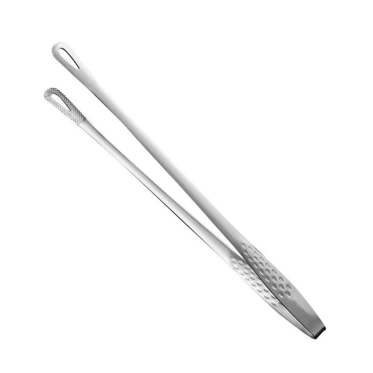 LsCook 28cm Home BBQ Tongs 304 Stainless Steel Steak Clips - Silver