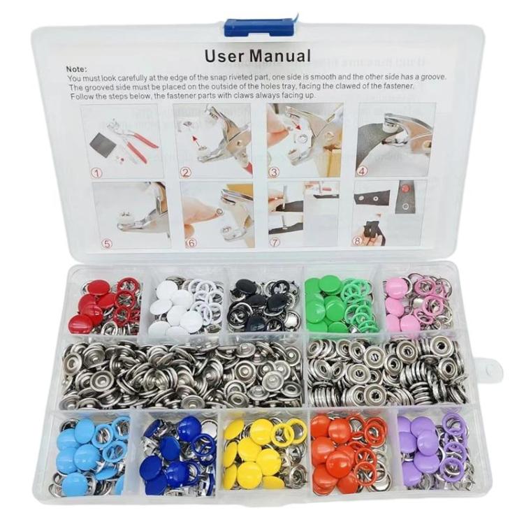 5-Claw Snap Buttons For Clothing Metal Snap Fastener Kit, Spec: 100 Hollow+100 Solid+15-Slot Storage Box