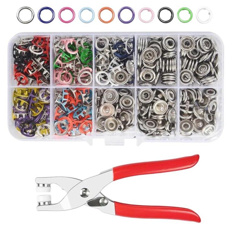 Metal 5-Claw Snap Button Set Colorful Snap Fasteners For Clothing, Spec: 100 Hollow + Pliers