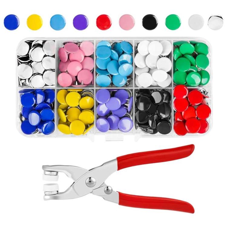 Metal 5-Claw Snap Button Set Colorful Snap Fasteners For Clothing, Spec: 100 Solid + Pliers