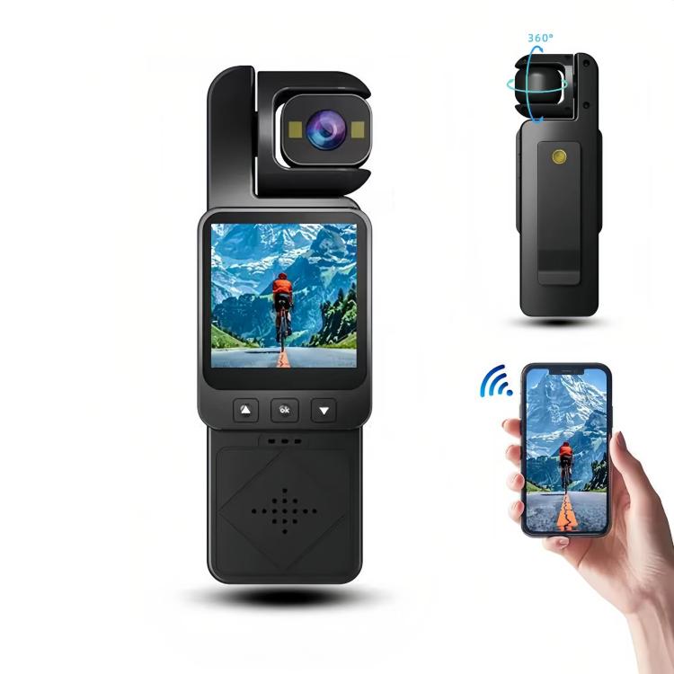 Portable Outdoor Cycling Dashcam 4K HD Law Enforcement WiFi Video Camera - Black
