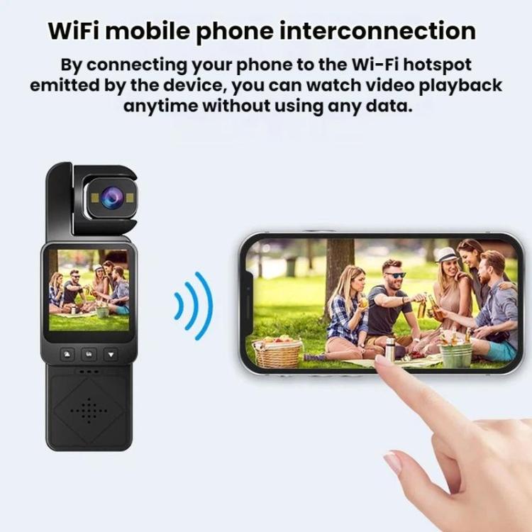 Portable Outdoor Cycling Dashcam 4K HD Law Enforcement WiFi Video Camera - Black