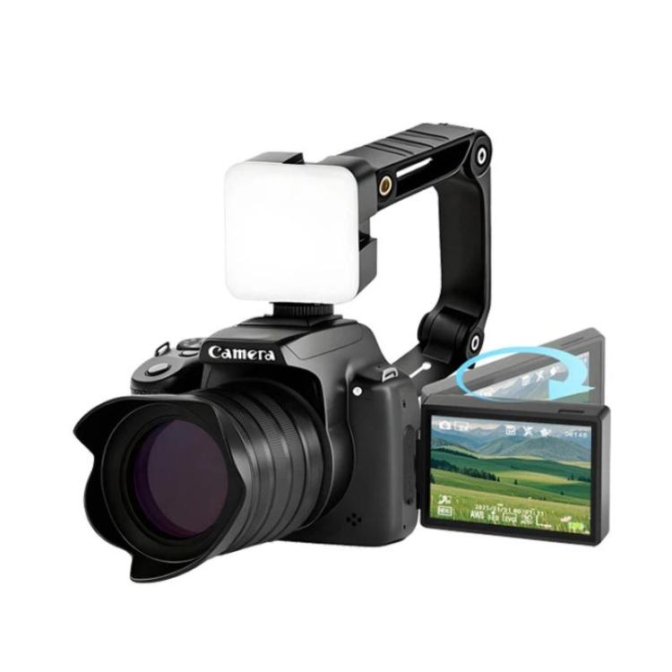 4K Flip-Screen High-Definition Waist-Level Viewfinder SLR Digital Camera, Model: DC20 + Flash + CPL Lens + Lens Hood + Handheld Tripod