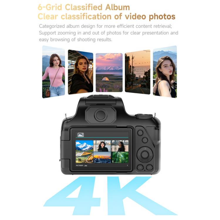 4K Flip-Screen High-Definition Waist-Level Viewfinder SLR Digital Camera, Model: DC20 + Flash + CPL Lens + Lens Hood + Handheld Tripod