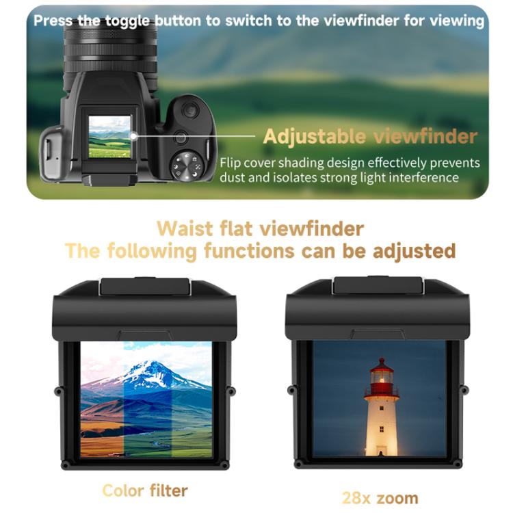4K Flip-Screen High-Definition Waist-Level Viewfinder SLR Digital Camera, Model: DC207