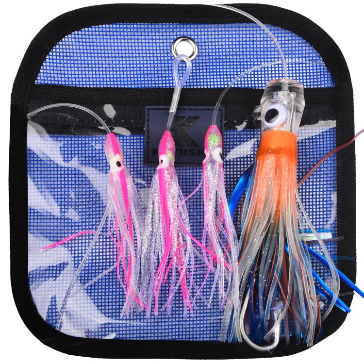 PROBEROS  6inch Octopus Squid Soft Lures Daisy Chain with Lead Head Trolling Lures Fishing Rig Offshore Saltwater Fishing Skirt Baits
