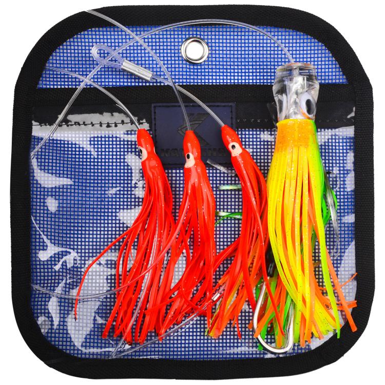 PROBEROS  9inch Octopus Squid Soft Lures Daisy Chain with Lead Head Trolling Lures Fishing Rig Offshore Saltwater Fishing Skirt Baits