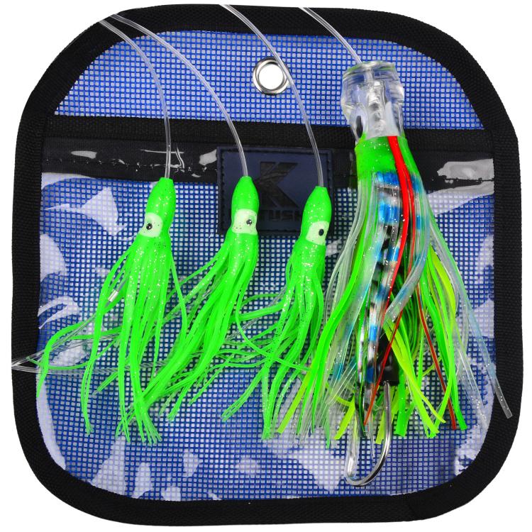 PROBEROS  9inch Octopus Squid Soft Lures Daisy Chain with Lead Head Trolling Lures Fishing Rig Offshore Saltwater Fishing Skirt Baits