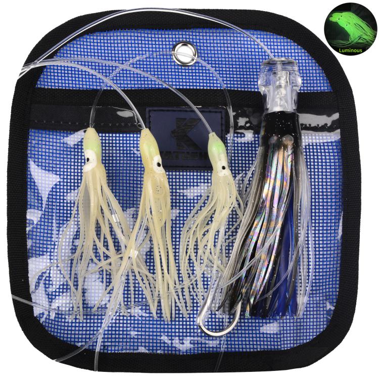PROBEROS  9inch Octopus Squid Soft Lures Daisy Chain with Lead Head Trolling Lures Fishing Rig Offshore Saltwater Fishing Skirt Baits