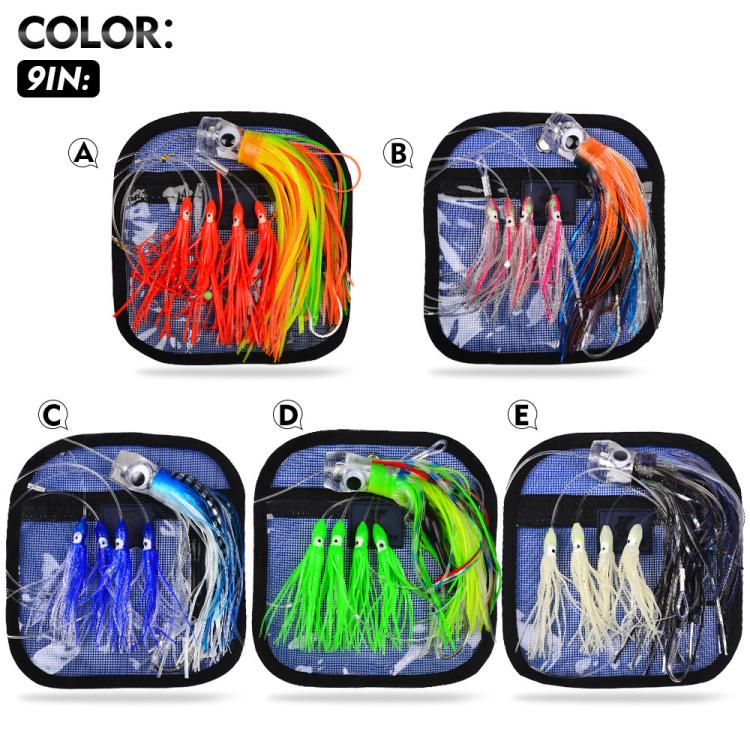 PROBEROS  6inch Octopus Squid Soft Lures Daisy Chain with Lead Head Trolling Lures Fishing Rig Offshore Saltwater Fishing Skirt Baits
