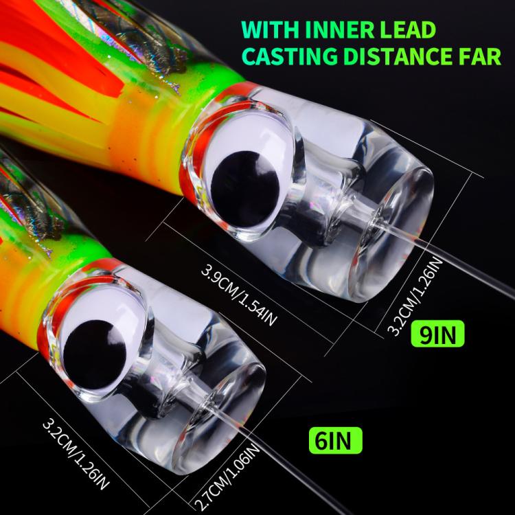 PROBEROS  9inch Octopus Squid Soft Lures Daisy Chain with Lead Head Trolling Lures Fishing Rig Offshore Saltwater Fishing Skirt Baits