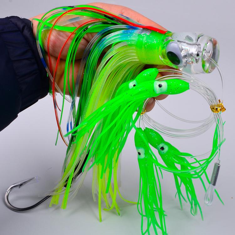 PROBEROS  9inch Octopus Squid Soft Lures Daisy Chain with Lead Head Trolling Lures Fishing Rig Offshore Saltwater Fishing Skirt Baits