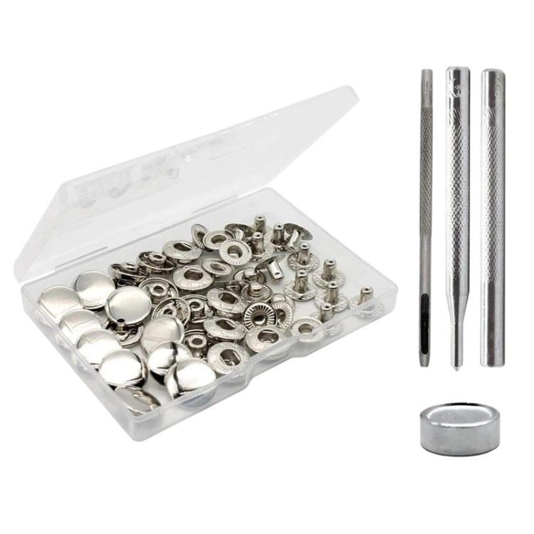 15mm Metal Snap Fastener Kit Clothing Buttons, Spec: 12sets Silver