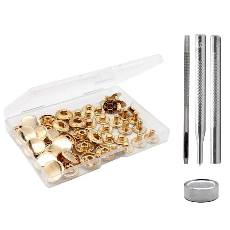 15mm Metal Snap Fastener Kit Clothing Buttons, Spec: 12sets Gold