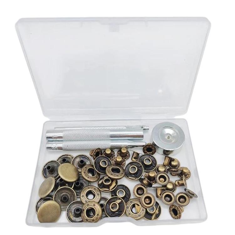 15mm Metal Snap Fastener Kit Clothing Buttons, Spec: 20sets Bronze Green