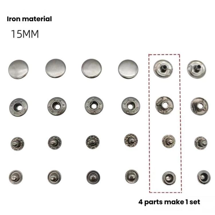 15mm Metal Snap Fastener Kit Clothing Buttons, Spec: 12sets Black