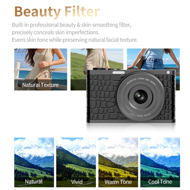 4K Waist-Level Viewfinder Flip-Screen Selfie Mirrorless Digital Camera, Specification: Pebbled Texture