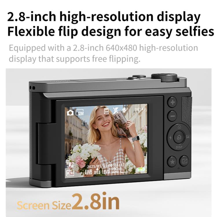 4K Waist-Level Viewfinder Flip-Screen Selfie Mirrorless Digital Camera, Specification: Pebbled Texture