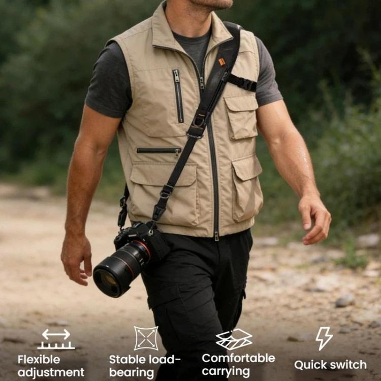 Cwatcun D275 Universal Camera Shoulder Strap Outdoor Anti-Drop Quick-Release Breathable Camera Sling - Black