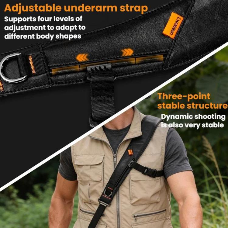 Cwatcun D275 Universal Camera Shoulder Strap Outdoor Anti-Drop Quick-Release Breathable Camera Sling - Black