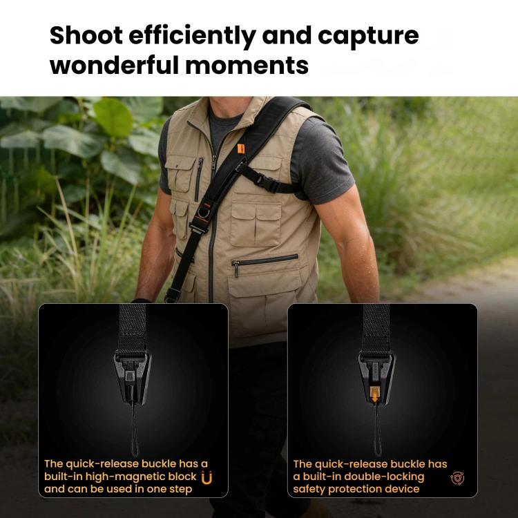 Cwatcun D275 Universal Camera Shoulder Strap Outdoor Anti-Drop Quick-Release Breathable Camera Sling - Black