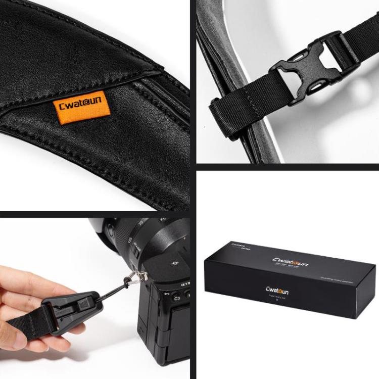 Cwatcun D275 Universal Camera Shoulder Strap Outdoor Anti-Drop Quick-Release Breathable Camera Sling - Black