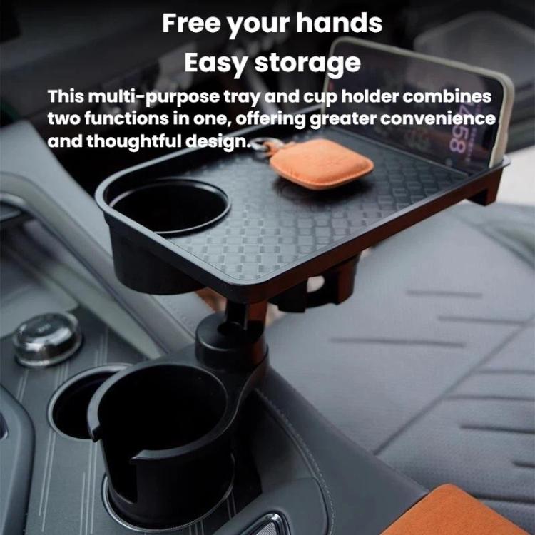 QY62 Car Central Control Water Cup Holder Food Tray & Cup Holder - Black