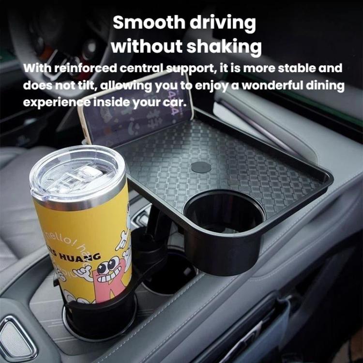 QY62 Car Central Control Water Cup Holder Food Tray & Cup Holder - Black
