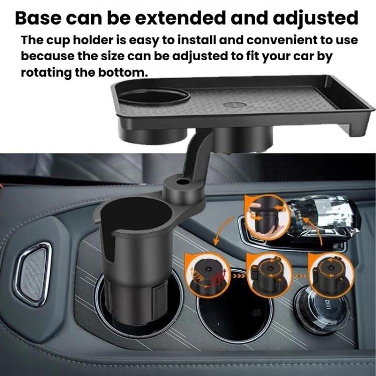 QY62 Car Central Control Water Cup Holder Food Tray & Cup Holder - Black